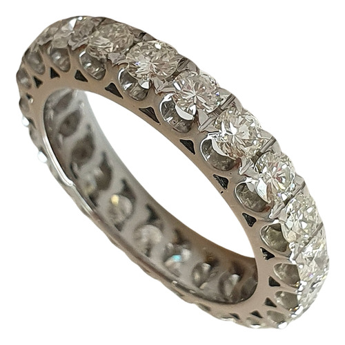 Anel Aliança Inteira Cravejada De Diamantes 2.20ct Ouro 18k Branco 18