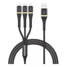 Cable 3en1 Micro Usb Tipo C Para iPhone Carga Rapida 3a Wiwu