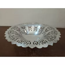 Antiguo Centro De Mesa Frutera Bañada En Plata Osiris