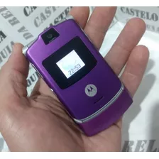 Celular Motorola V3 Roxo Flip Lindo Designer Impecável 