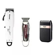 Kit C/3 Maquinas Kemei 2601 + 9163 Acabamento + 2024 Shaver