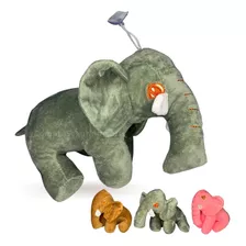 Elefante De Pelúcia Brinquedo P/ Bebê Macio Antialérgico Cor Cinza