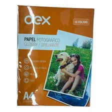 Papel Fotográfico Glossy Brilhante A4 Oex 10 Folhas 180g