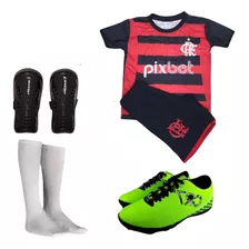 Kit Conjunto Uniforme Times De Futebol Meiao Chuteira Canele