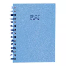 Caderno Capa Dura Spot Glitter Azul Claro 100 Fls 14x20cm