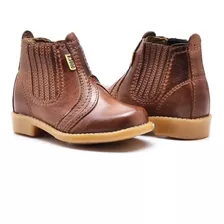 Bota Botina Infantil De Couro Legitimo F1000 