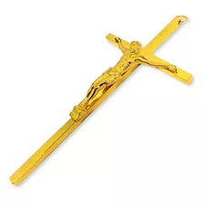 Crucifixo De Ferro Para Parede Cruz Metalizada Dourada 15cm