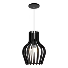 Luminária Pendente Mdf Flora- Madalli Cor Preto Fosco