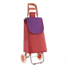 Carrito Compras Aluminio C/ Ruedas Carro Changuito Plegable Color Coral