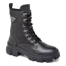 Bota Feminina Coturno Plataforma Estilo Prada Lançamento 