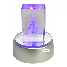 Cristal Cubo Nossa Senhora Aparecida Led Enfeite Vidro 6,5cm