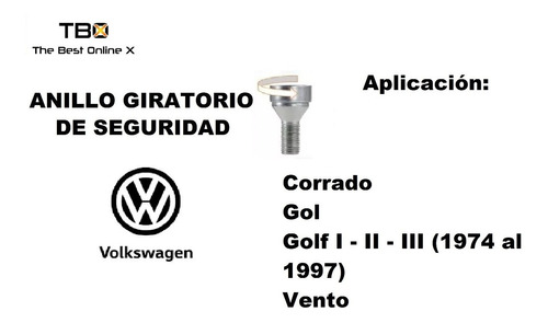 Pernos De Seguridad Para Rin Volkswagen  Gol  Golf  Corrado  Foto 3
