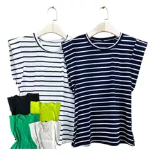 Kit 2 Blusa Regata Muscle Tee Confortável Moda Gringa Listra