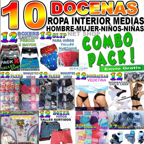 10 Docenas Ropa Interior Y Medias Mujer Hombre Niños Y Niñas