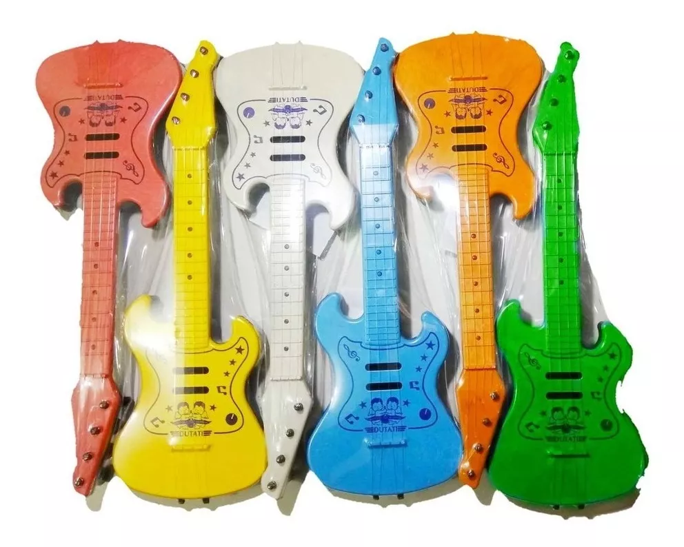 10 Guitarra De Plástico Colorida,brinquedo,infantil Atacado 