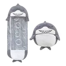 Saco De Dormir Infantil Vira Mochila 2x1 Cobertor Tubarão