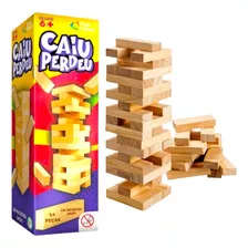 Jogo Caiu Perdeu Brinquedo Torre Jenga Equilíbrio Madeira