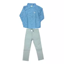 Conjunto Inverno Tam. 4 Infantil Masculino Camisa Azul