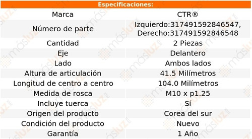 Kit 2 Tornillos Estab Del Mazda Protege L4 1.5l 95/98 Ctr Foto 2