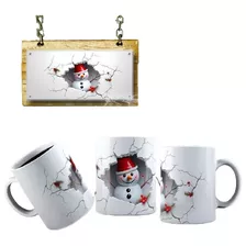 Caneca De Porcelana Personalizada Boneco De Neve 