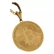 Pingente Moeda De Bitcoin Banhado A Ouro 18k