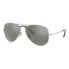 Anteojos De Sol Ray-ban Aviator Mirror Small Con Marco De Metal Color Polished Silver, Lente Silver De Cristal Espejada, Varilla Polished Silver De Metal - Rb3025