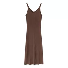 Vestido Basico Tejido De Punto Mujer Negro Cafe Nude Casual