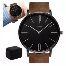 Relógio Masculino Preto Ultrafino Quartz + Caixa