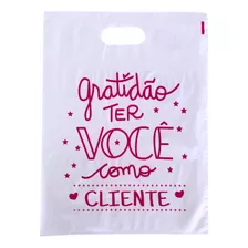 Kit 50 Sacolas Plástica Personalizada Loja 30x40