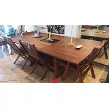 Mesa De Exterior Con 8 Sillas. Fabricada En Madera De Tzalam