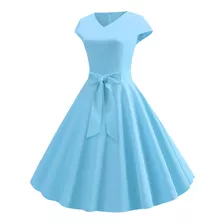 Vestido Mujer X4 Vintage Manga Corta Swing 50s Housewi 9143