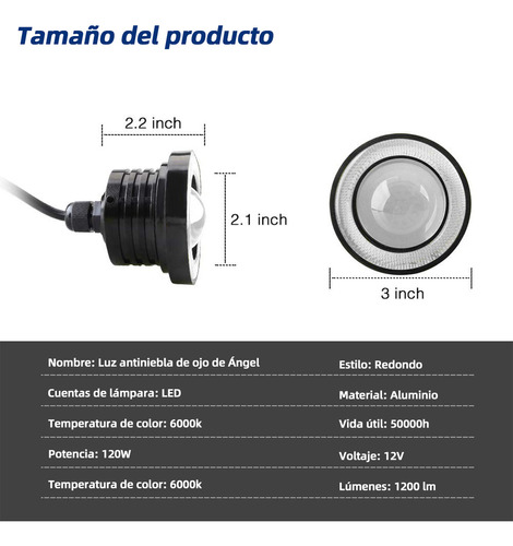 2par De Faros Antiniebla Auxiliares Led 3.5in Ojos De ngel Foto 2