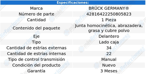 Espiga Homocinetica Aveo 09-18 1.6 Lts, Pontiac G3 07-09 1.6 Foto 2