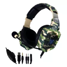 Audífonos Gamer Onikuma K8 Camuflaje Verde Con Luz Rgb Led