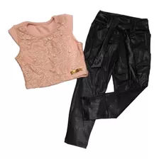 Conjunto Menina Mini Diva Cropped+calça Colchard 02 Ao 10