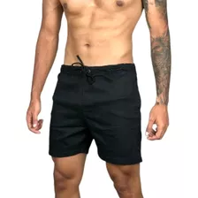 Short Masculino Sarja Cordao Confortável Acima Do Joelho