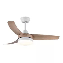 Ventilador De Techo 421 C Blanco Y Madera Decorativo Luz 24w Cantidad De Aspas 3 Diámetro 107 Cm Material De Las Aspas Abs