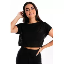 Blusinha Cropped Preto Transparente Com Cropped Tomara Que C