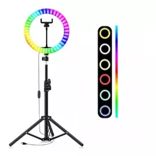 Aro De Luz Rgb Led 26 Cm Fotografía Selfie + Trípode 2.10m