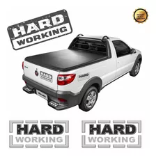 Kit 3 Adesivos Hard Working Lateral E Traseira Fiat Strada 