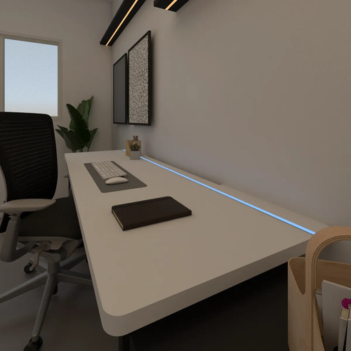 Tampo Mesa Gemer Carvalho 180x50 Iluminação Led Rgb Wifi Carvalho