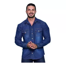 Camisa Manga Longa Masculina Social Slim Lisa Jeans Adulto