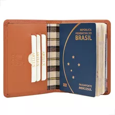 Capa Para Passaportes Couro Legitimo Porta Cartões Premium Cor Caramelo