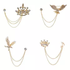4 Piezas Metal Engastado Con Diamantes Águilas Corona Broche