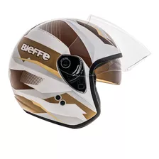 Capacete Aberto Bieffe Allegro Vtr Branco/dourado Brilho 58