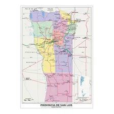 Mapa Provincia De San Luis Lona 65cm X 90cm Politico