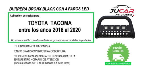 Burrera 4x4 Off Road Toyota Tacoma 2016-2019 Faros Centrales Foto 8