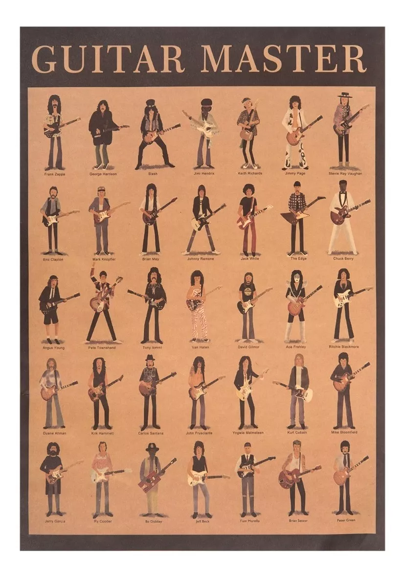Poster Papel Kraft Guitar Masters