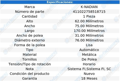 Tensor Banda Accesorios K-nadian Jaguar Xf V8 4.2l 09 Al 10 Foto 3