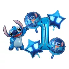 Set De 5 Globos Stitch + 4 Metalizados 45cm + Numero De 70cm